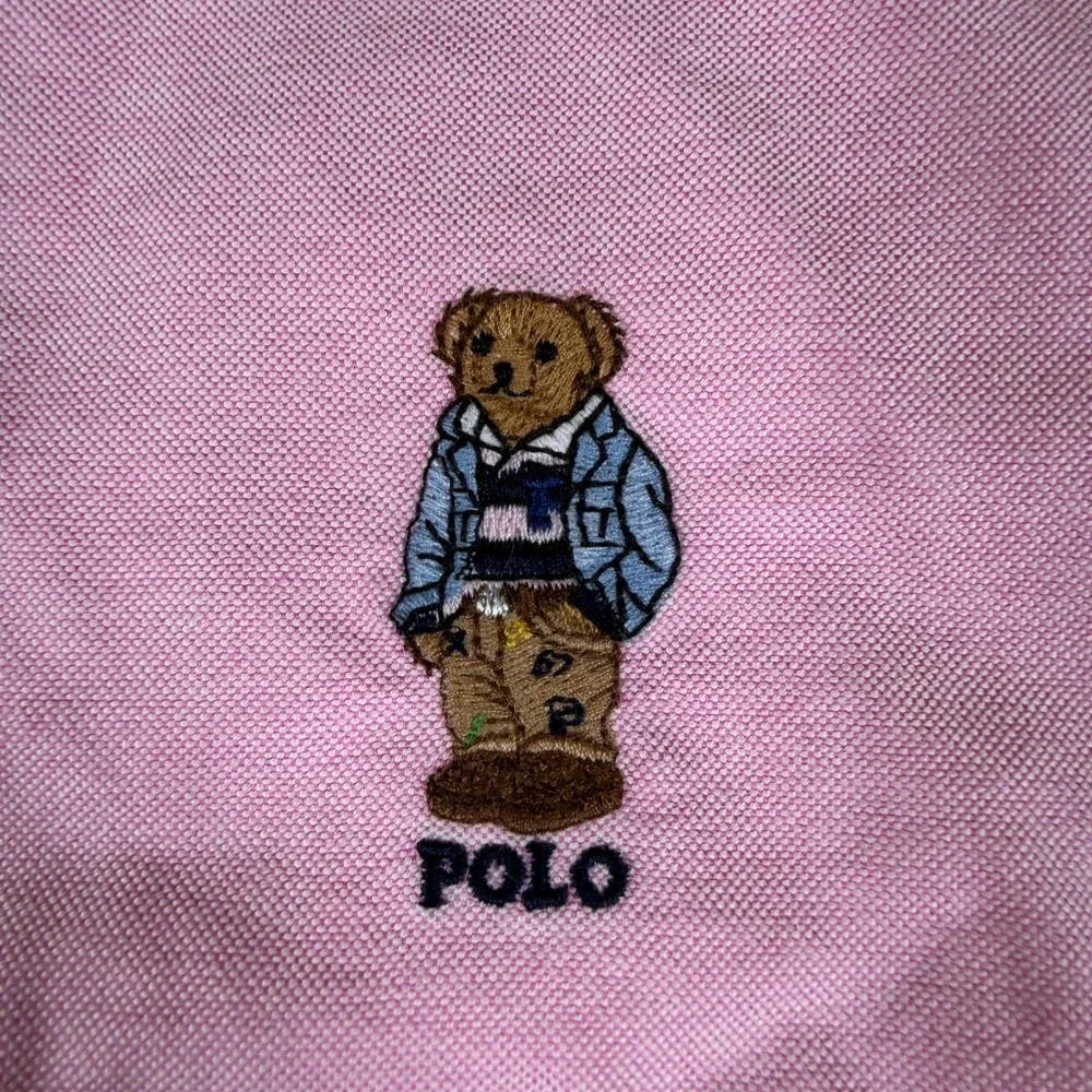 Ralph Lauren Oxford Shirt Boys L Pink Polo Bear L/S Button Down